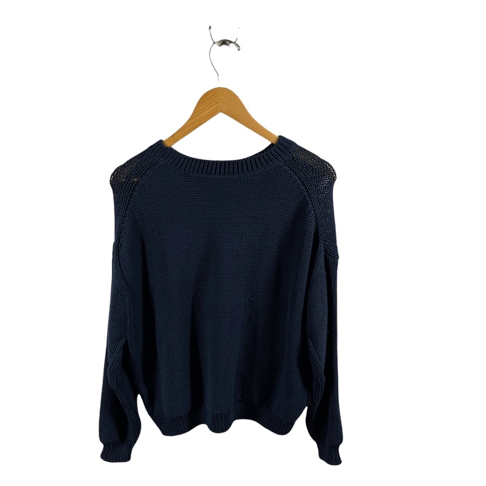 Vince Chunky Knit Navy Blue Crew Neck Sweater